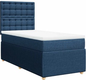 vidaXL Κρεβάτι Boxspring με Στρώμα Μπλε 90x200 εκ.Υφασμάτινο