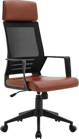 BF2500 Πολυθρόνα Γραφείου Διευθυντή Mesh Μαύρο - Pu Καφέ   1τμχ