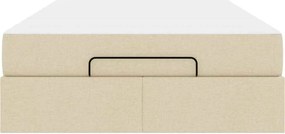 vidaXL Σκελετός κρεβατιού με στρώμα 2 pcs Κρεμ ύφασμα