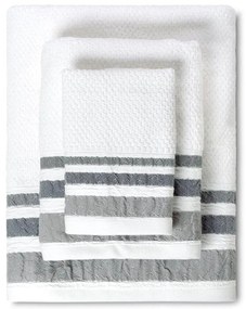 Πετσέτες Plade (Σετ 3Τμχ) 02.530.10 White-Grey Cryspo Trio Towels Set 70x140cm 100% Βαμβάκι