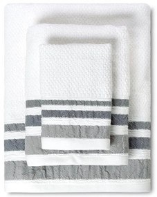 Πετσέτες Plade (Σετ 3Τμχ) 02.530.10 White-Grey Cryspo Trio Towels Set 70x140cm 100% Cotton