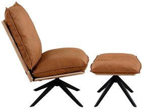 Πολυθρόνα Riverton 642, Καφέ, 95x77x84cm, Οικολογικό δέρμα, Πόδια: Μεταλλικά