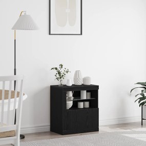 vidaXL Μπουφέ με LED Φωτιστικά Μαύρη Δρυς 60,5x37x67 εκ.