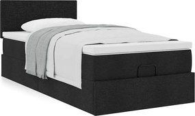 vidaXL Οθωμανικό κρεβάτι με στρώμα Μαύρο 80x200cm Ύφασμα