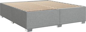 vidaXL Κρεβάτι Boxspring με Στρώμα Ανοιχτό Γκρι 200x200 εκ. Υφασμάτινο