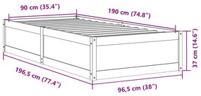 Σκελετός Κρεβ. Χωρίς Στρώμα Λευκό 90x190 εκ Μασίφ Πεύκο - Λευκό