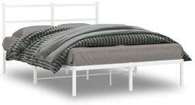 vidaXL Πλαίσιο Κρεβατιού με Κεφαλάρι Λευκό 135 x 190 εκ. Μεταλλικό