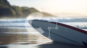 Intra Συλλεκτικό Ξύλινο Παζλ Plywood  4mm - Σανίδα του σερφ στην παραλία Σε Ξύλινο Κουτί - Διαστάσεις: 10x10 cm – 25 κομμάτια