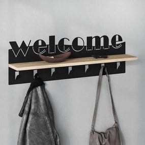 Megapap Κρεμάστρα Τοίχου Welcome Μαύρο - Sapphire Oak