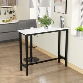 HOMCOM Τραπέζι μπαρ σε όψη μαρμάρου, ατσάλινο πλαίσιο, ρυθμιζόμενα πόδια, 120x40x100 cm, Λευκό/Μαύρο