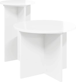 vidaXL Σετ βοηθητικά τραπεζάκια με αποθήκευση 2 pcs Γυαλιστερό Λευκό