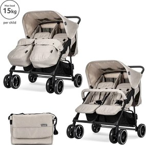 TWIN BABY STROLLER TWIN BEIGE+BAG