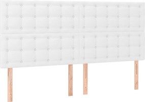 vidaXL Κρεβάτι Boxspring με Στρώμα &amp; LED Λευκό 160x200 εκ. Συνθ. Δέρμα