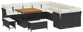 vidaXL Σετ Καναπέ Κήπου 13 pcs Μαύρο και κρεμ 100 x 100 x 71 cm