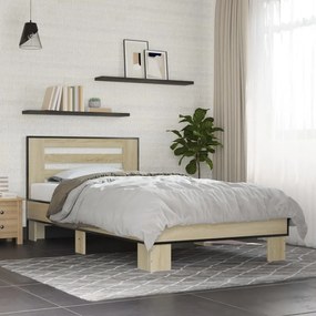 vidaXL Πλαίσιο Κρεβατιού Sonoma Δρυς 90x200 εκ. Επεξ. Ξύλο &amp; Μέταλλο