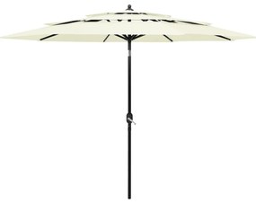 vidaXL Ομπρέλα Κήπου 3 Επιπέδων Λευκό της Άμμου 3 μ. Ιστό Αλουμινίου