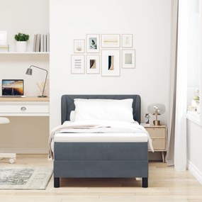 vidaXL Κρεβάτι Box Spring με Στρώμα  Σκούρο Γκρι 90x190 εκ Βελούδο