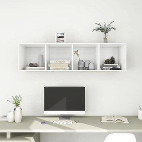 vidaXL Έπιπλο Τηλεόρασης Κρεμαστό Λευκό 37x37x142,5 εκ. από Επεξ. Ξύλο
