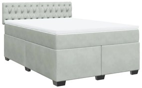 vidaXL Κρεβάτι Boxspring με Στρώμα Ανοιχτό Γκρι 160x200 εκ. Βελούδινο