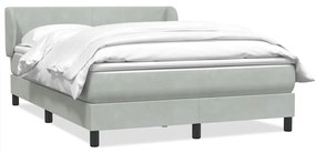 vidaXL Κρεβάτι Boxspring με Στρώμα Ανοιχτό Γκρι 140x220 εκ. Βελούδινο