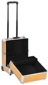 vidaXL Βαλίτσα Μακιγιάζ Τρόλεϊ Χρυσή 35x29x45 εκ. από Αλουμίνιο