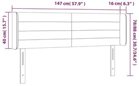 vidaXL Κεφαλάρι Κρεβατιού LED Taupe 147x16x78/88 εκ. Υφασμάτινο