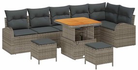 vidaXL Σετ Καναπέ Κήπου με μαξιλάρι 9 pcs Γκρι συνθετικό ρατάν