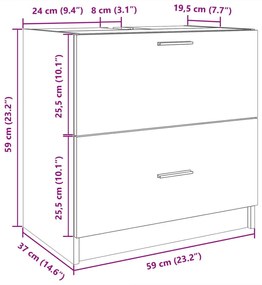 Ντουλάπι Νιπτήρα Λευκό 59x37x59 εκ. Επεξεργασμένο Ξύλο - Λευκό