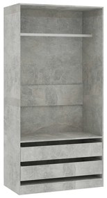 vidaXL Ντουλάπα Γκρι του Σκυροδέματος 100 x 50 x 200 εκ. Επεξ. Ξύλο
