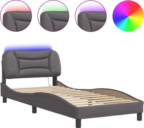 vidaXL Πλαίσιο κρεβατιού με LED χωρίς στρώμα Hvar Γκρι 90x190 εκ.