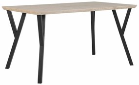 Τραπέζι Berwyn 1145, Μαύρο, Ανοιχτό χρώμα ξύλου, 75x80x140cm, 27 kg, Ινοσανίδες μέσης πυκνότητας, Μέταλλο | Epipla1.gr