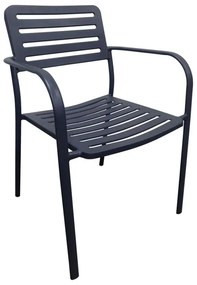 WOODWELL ROMA Πολυθρόνα Στοιβαζόμενη, Μέταλλο Βαφή Μαύρο 56x55x80cm Ε527,1