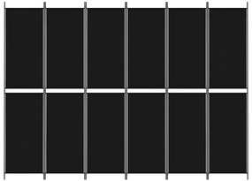 vidaXL Διαχωριστικό Δωματίου με 6 Πάνελ Μαύρο 300x220 εκ. από Ύφασμα