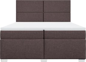 vidaXL Κρεβάτι Boxspring με Στρώμα Σκούρο Καφέ 200x200 εκ. Υφασμάτινο
