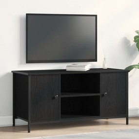 vidaXL Ράφι Τηλεόρασης Μαύρο Δρύινο 100x40x50 εκ. Κατασκευασμένο από Ξύλο και Χάλυβα