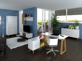 Σύνθεση Γραφείου Neptune Σετ 2τμχ Λευκό-Σονόμα TO-NEPTUNESET2