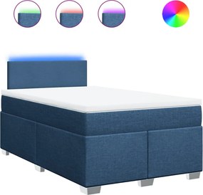 vidaXL Κρεβάτι Boxspring με Στρώμα Μπλε 120x190 εκ. Υφασμάτινο