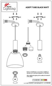 Φωτιστικό Οροφής  SE21-BL-4-BL2-MS2 ADEPT TUBE Black Pendant Black Metal Shade+ - 51W - 100W - 77-8550