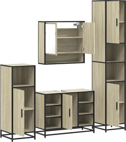 vidaXL Σετ Επίπλων Μπάνιου 4 Τεμαχίων Sonoma Δρυς Επεξεργασμένο Ξύλο