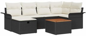 vidaXL Σετ Καναπέ Κήπου με μαξιλάρι 7 pcs Μαύρο Πολυ ράταν