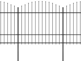 vidaXL Κάγκελα Περίφραξης με Λόγχες Μαύρα (1,5-1,75)x13,6 μ. Ατσάλινα
