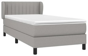 vidaXL Κρεβάτι Boxspring με Στρώμα Ανοιχτό Γκρι 100x200 εκ. Υφασμάτινο