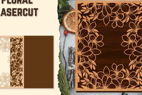 Intra απο ξύλο plywood  Χρώμα wenge 3mm-4mm πάχος - Κορνίζα Photo Floral Lasercut Δίασταση 20x25 cm INTRAFABR-84864224