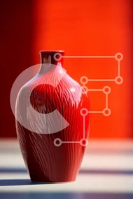 Intra Συλλεκτικό Ξύλινο Παζλ Plywood 4mm - Κομψό κόκκινο βάζο με σχέδια φύλλων Σε Ξύλινο Κουτί - Διαστάσεις: 10x10 cm – 25 κομμάτια