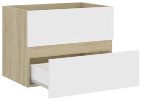 vidaXL Ντουλάπι Νιπτήρα Λευκό/Sonoma Δρυς 60x38,5x45 εκ. Μοριοσανίδα