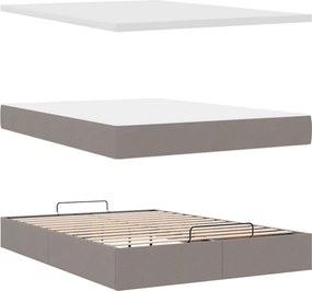 vidaXL Οθωμανικό κρεβάτι με στρώμα &amp; LEDs Taupe 140x200 cm Ύφασμα