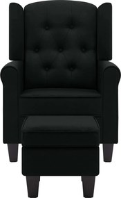 vidaXL Μπερζέρα Μαύρη Υφασμάτινη με Υποπόδιο