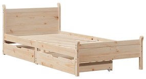 vidaXL Σκελετός Κρεβατιού Χωρίς Στρώμα 75x190 εκ Μασίφ Ξύλο Πεύκου