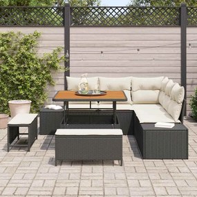 vidaXL Σετ Καναπέ Κήπου με μαξιλάρι 8 pcs Μαύρο Πολυ ράταν