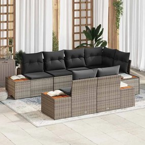 vidaXL Σετ Καναπέ Κήπου 7 pcs Γκρι 264 x 154 x 85 εκ. Πολυ ράταν